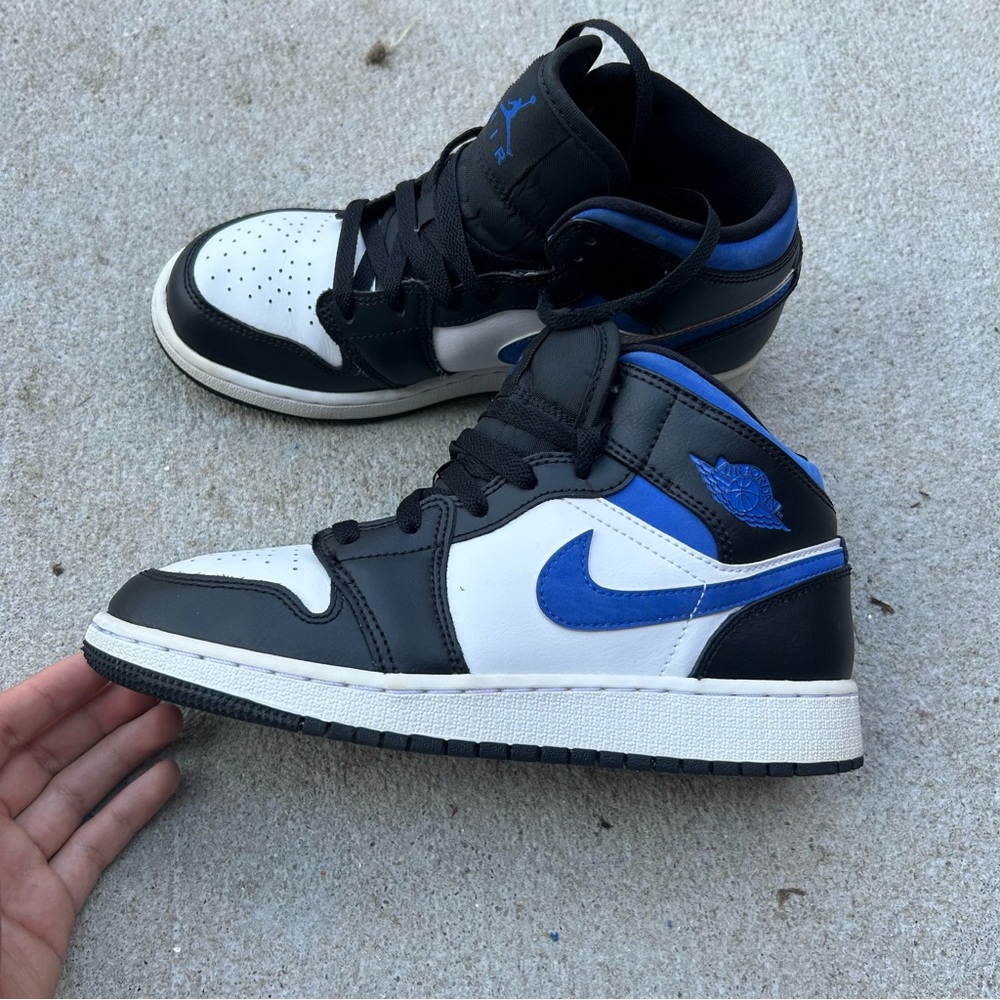 Womens Jordan 1 Mid White Black Racer Blue